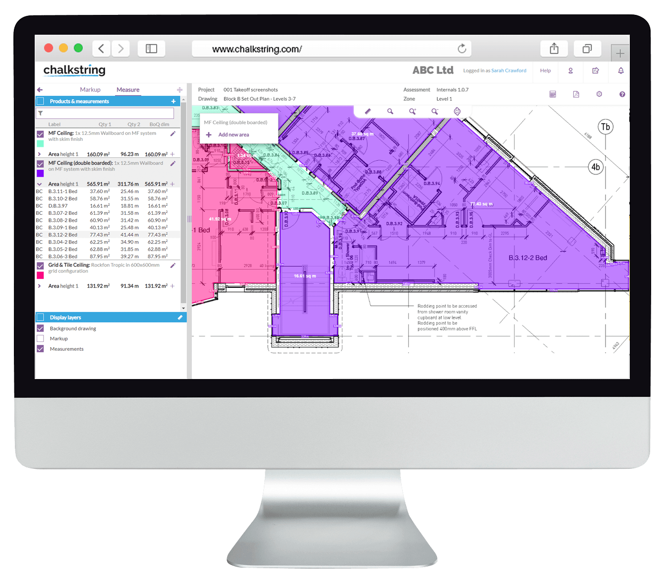 Chalkstring takeoff software - areas-1