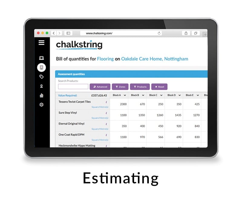 Chalkstring cost management software - Estimating