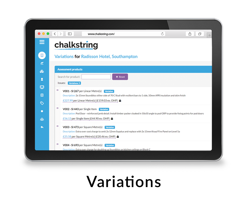 Chalkstring cost management software - Variations