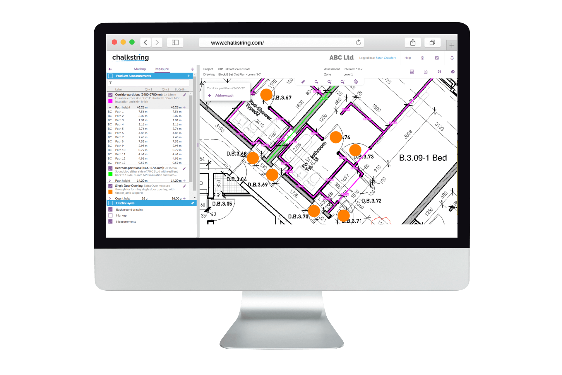 Chalkstring takeoff software - counts and lines