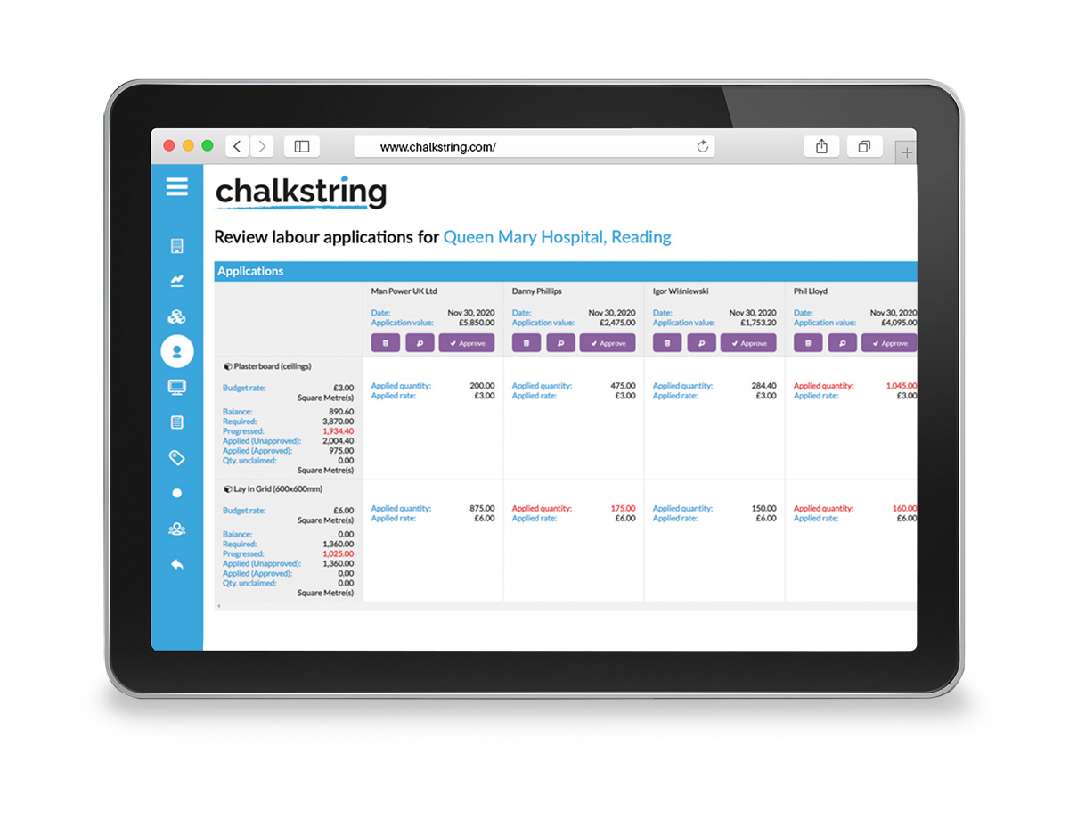 Chalkstring subcontract labour software for construction